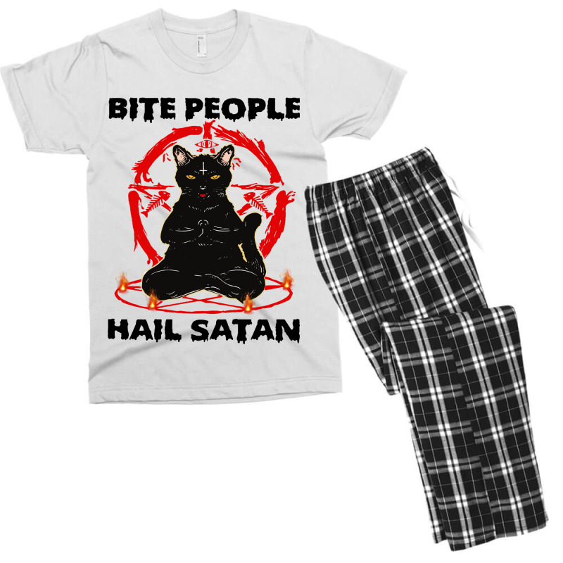 Hail Satan Funny Cat Yoga Men's T-shirt Pajama Set by Agus w | Artistshot