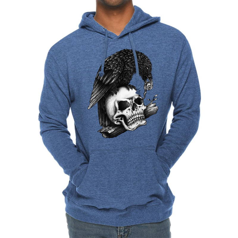 Fun Crow And Skeleton Shirt. Crow Eating Eye From A Skeleton T Shirt Lightweight Hoodie by donatoherrigpwj | Artistshot