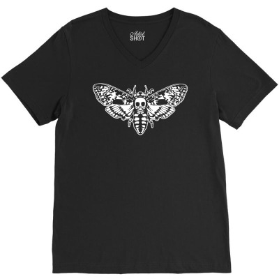 Death's Head Moth V-neck Tee Designed By Riqo