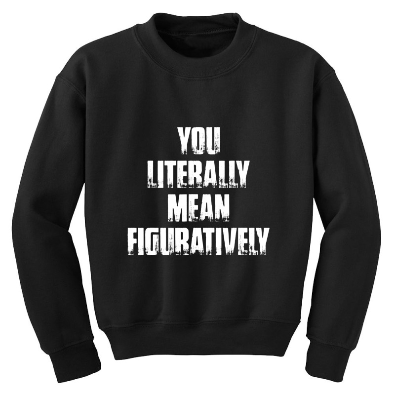 You Literally Mean Figuratively Grammar Funny Youth Sweatshirt by jeniperlopes | Artistshot