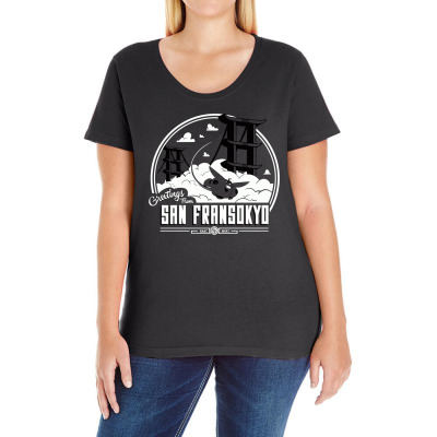 Greetings From San Fransokyo Ladies Curvy T-shirt Designed By Mash Art
