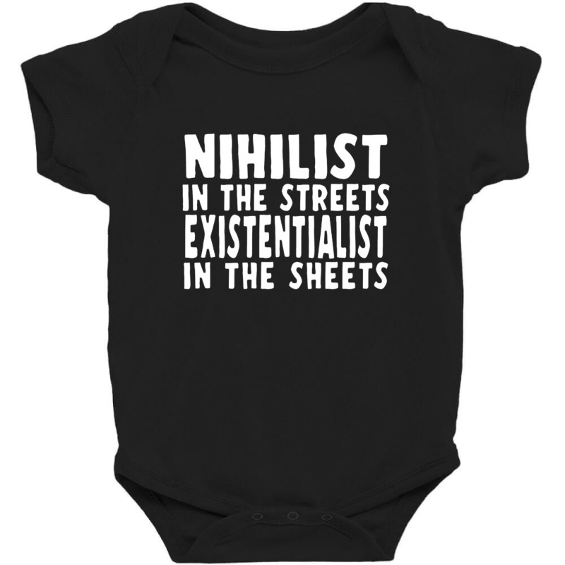 Nihilist In The Streets, Existentialist In The Sheets Baby Bodysuit by eskristala | Artistshot