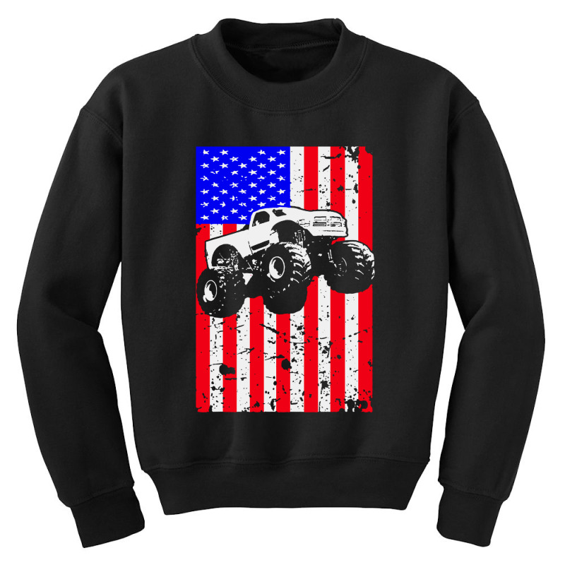 Truck American Flag Racing Usa Youth Sweatshirt by Cole Tees | Artistshot