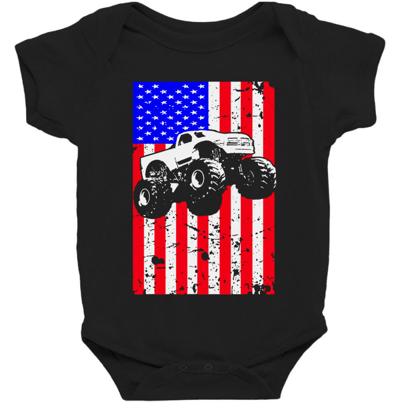 Truck American Flag Racing Usa Baby Bodysuit by Cole Tees | Artistshot