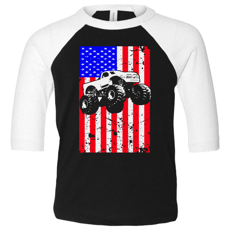 Truck American Flag Racing Usa Toddler 3/4 Sleeve Tee by Cole Tees | Artistshot