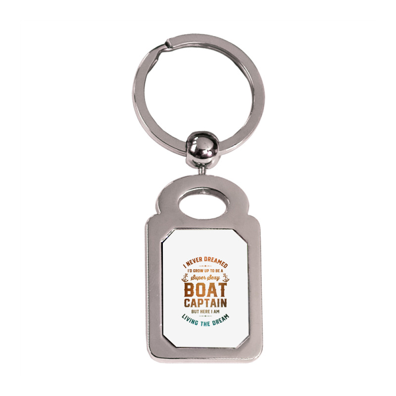 Boat Captain Boating Silver Rectangle Keychain | Artistshot