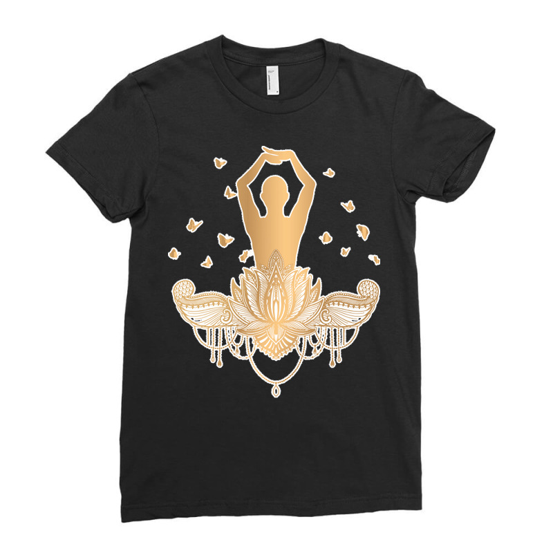 Meditation Yoga T  Shirt Meditation Design Gold T  Shirt Ladies Fitted T-Shirt by elephantjellyfish | Artistshot