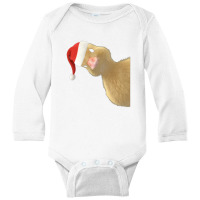 Santa Duck Peeking Or Peking Christmas Duck Pun Chef Giftve Long Sleeve Baby Bodysuit | Artistshot