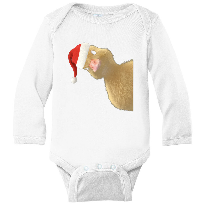 Santa Duck Peeking Or Peking Christmas Duck Pun Chef Giftve Long Sleeve Baby Bodysuit by saterseim | Artistshot