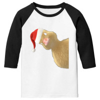 Santa Duck Peeking Or Peking Christmas Duck Pun Chef Giftve Youth 3/4 Sleeve | Artistshot