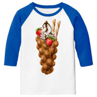 Bubble Waffle Ice Cream T  Shirt Egg Bubble Waffle Vanilla Ice Cream W Youth 3/4 Sleeve | Artistshot