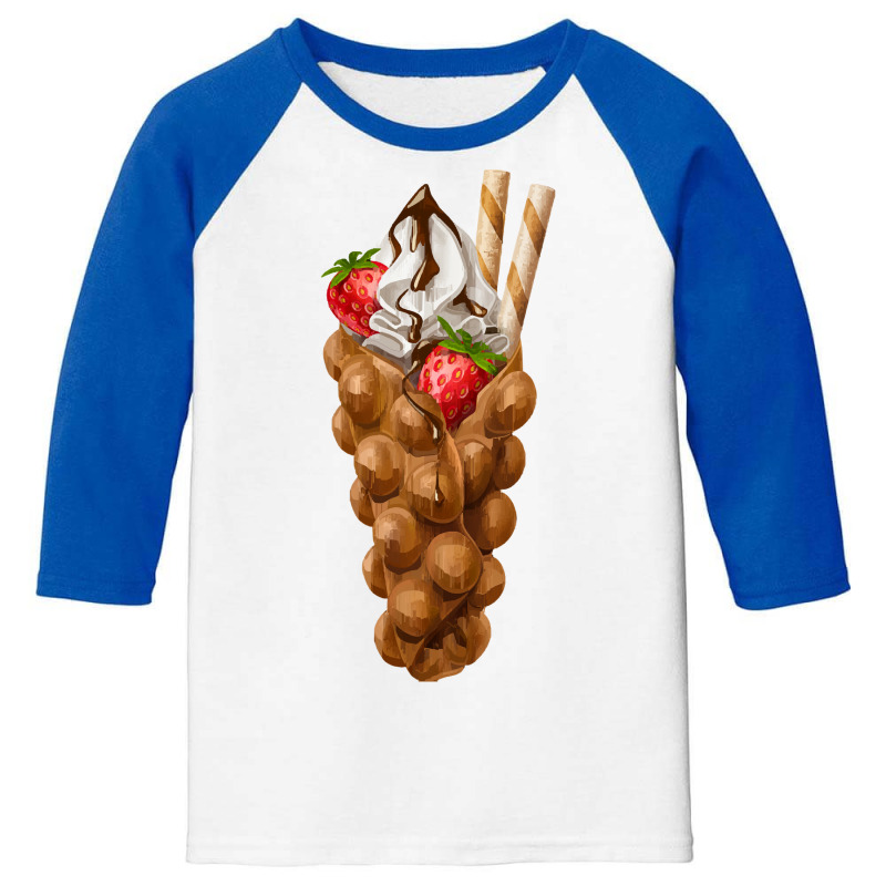 Bubble Waffle Ice Cream T  Shirt Egg Bubble Waffle Vanilla Ice Cream W Youth 3/4 Sleeve by difficultasian | Artistshot