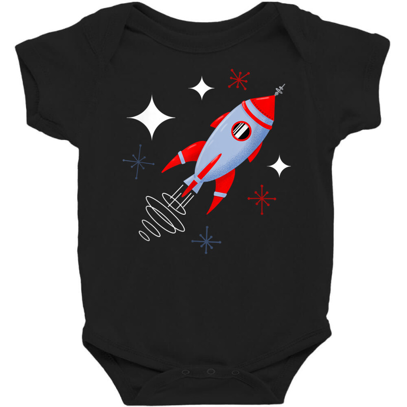 Atomic Rocket Retro Mid Century Modern Futuristic Spaceship T Shirt Baby Bodysuit by jacolepachew | Artistshot