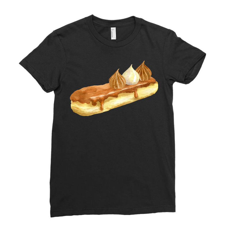 Caramel Eclair T  Shirt Salted Caramel Eclair With Meringue Toppings T Ladies Fitted T-Shirt by difficultasian | Artistshot