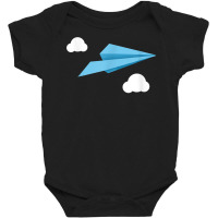 Blue Paper Airplane Paper Plane With White Clouds T Shirt Baby Bodysuit | Artistshot