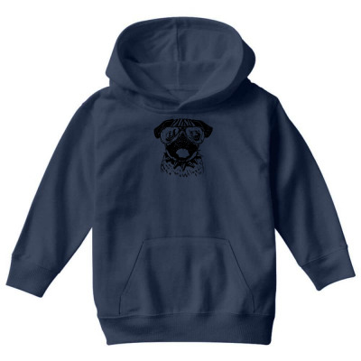 Youth Pug Wearing Glasses Youth Hoodie Designed By Printshirts