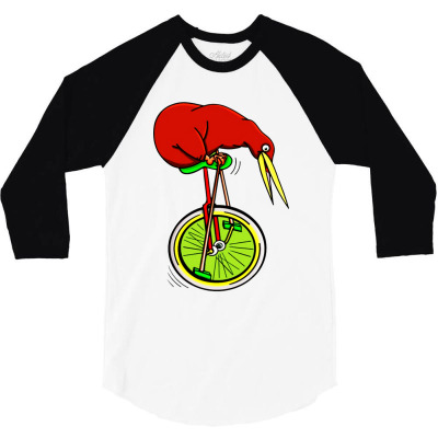 Kiwi Riding A Bike 3/4 Sleeve Shirt Designed By Agus W
