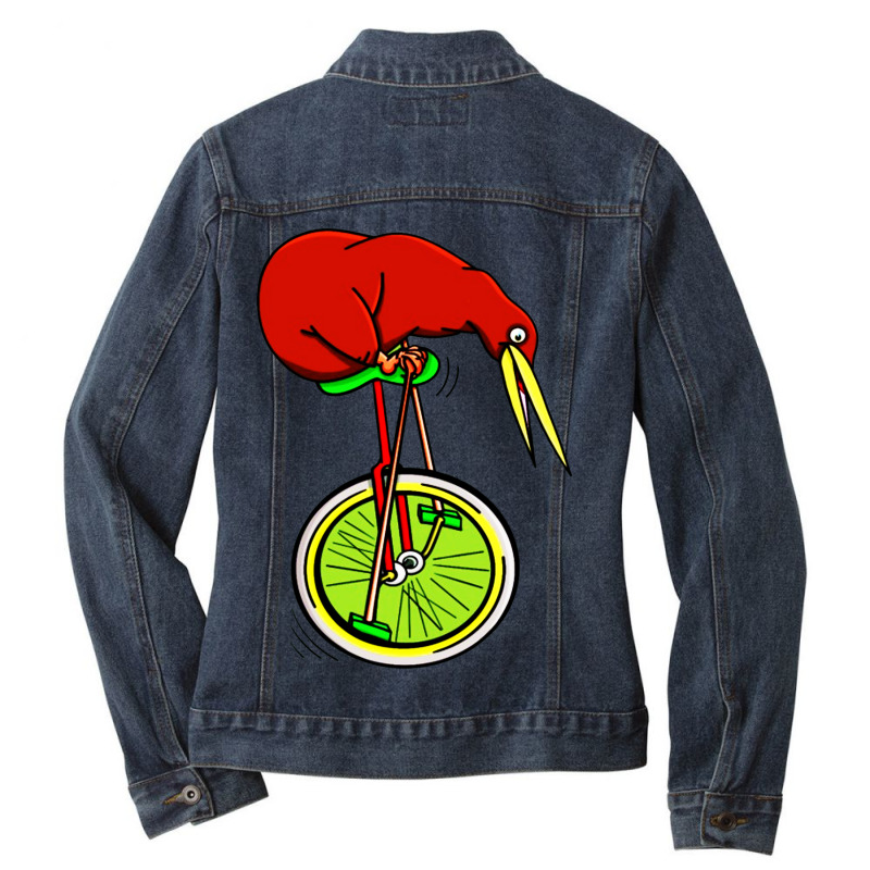 Kiwi Riding A Bike Ladies Denim Jacket | Artistshot