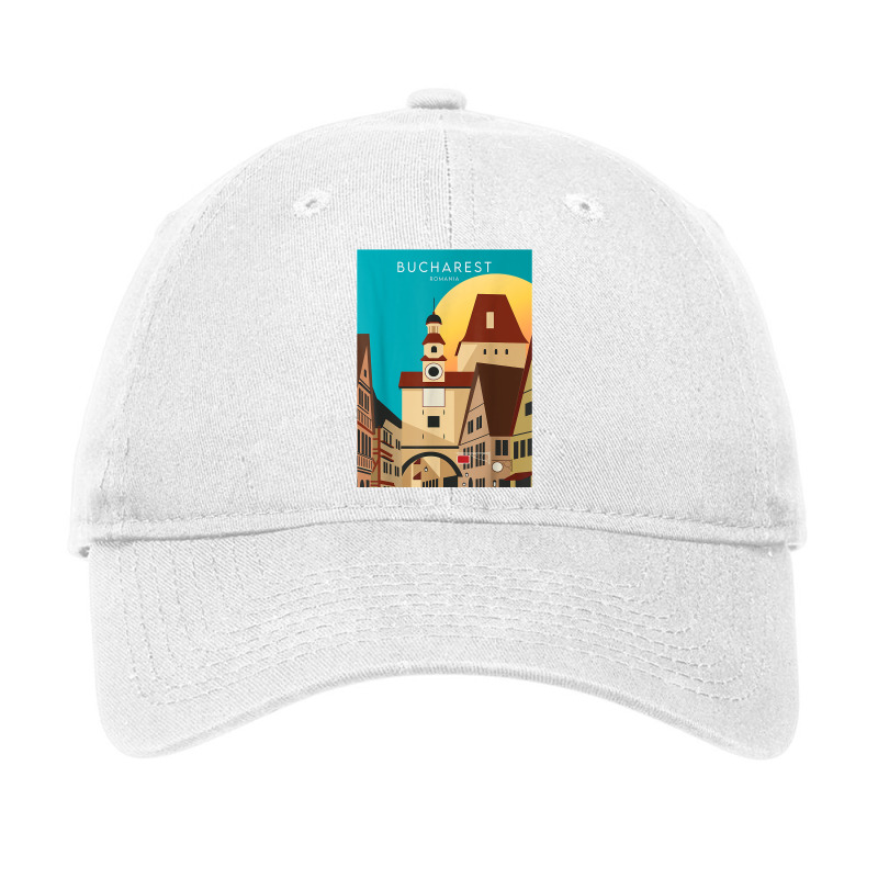 Bucharest City Romania Travel Watercolor Artwork Printing T Shirt Adjustable Cap | Artistshot