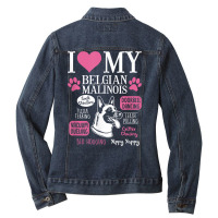 Dog Anatomy Of A Belgian Malinois T Shirt Ladies Denim Jacket | Artistshot