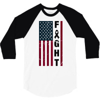 Fight Cancer Awareness T Shirts American Flag Grey Matters T Shirt 3/4 Sleeve Shirt | Artistshot