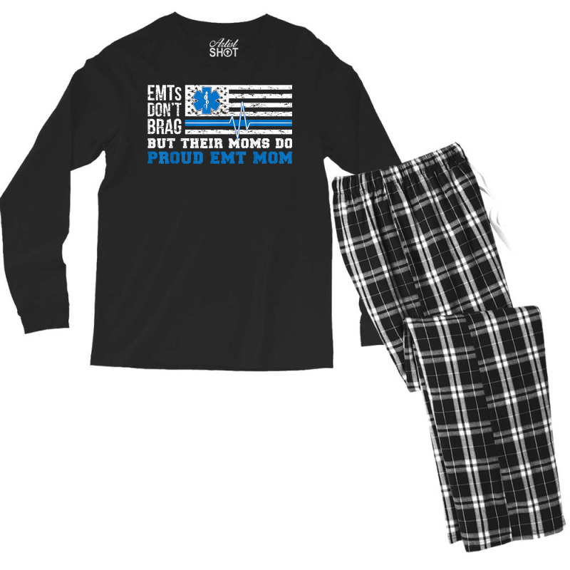 Emt Mom Proud Emergency Medical Technician Mama T Shirt Men's Long Sleeve Pajama Set | Artistshot