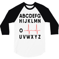 Alphabet Heartbeat Line Doctor 3/4 Sleeve Shirt | Artistshot