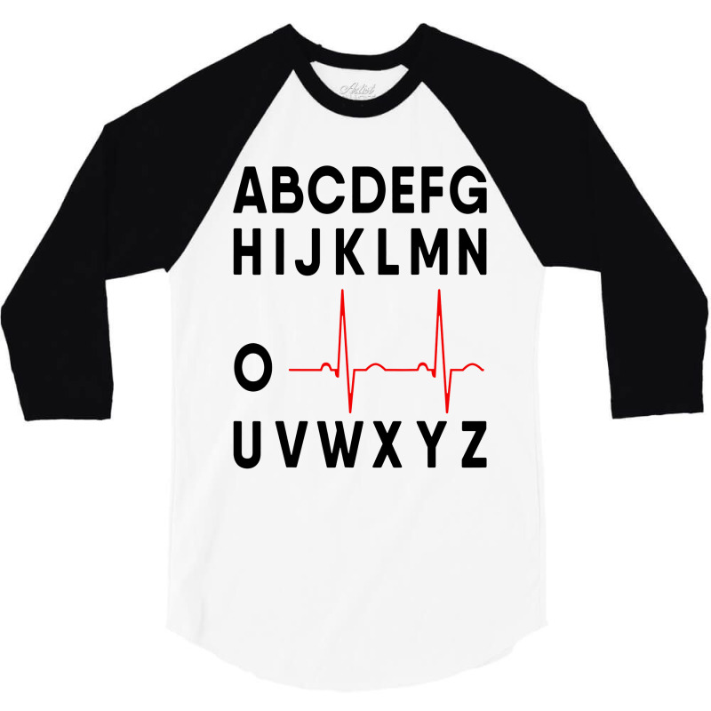 Alphabet Heartbeat Line Doctor 3/4 Sleeve Shirt by CRV | Artistshot