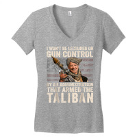 I Won't Be Lectured On Gun Control Shirt Funny Biden Taliban T Shirt Women's V-neck T-shirt | Artistshot