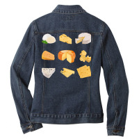 Different Types Of Cheese T  Shirt3 D Cheese Variety    Mozarella, Swi Ladies Denim Jacket | Artistshot