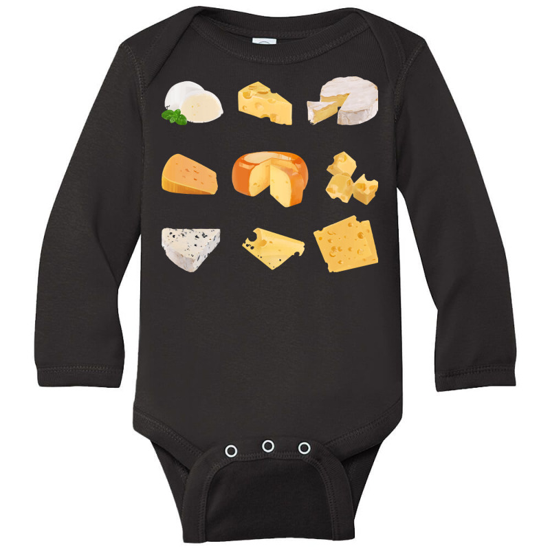 Different Types Of Cheese T  Shirt3 D Cheese Variety    Mozarella, Swi Long Sleeve Baby Bodysuit by thymeartiste | Artistshot