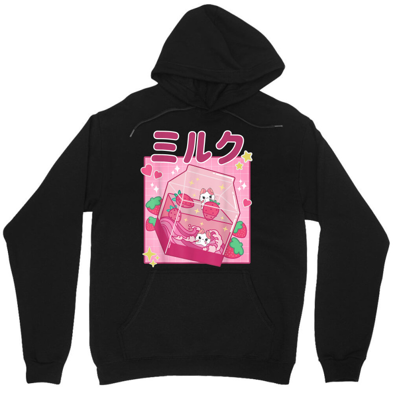 Funny Retro 90s Strawberry Milkshake Carton Kawaii Anime Cat T Shirt Unisex Hoodie by kadrienstang | Artistshot