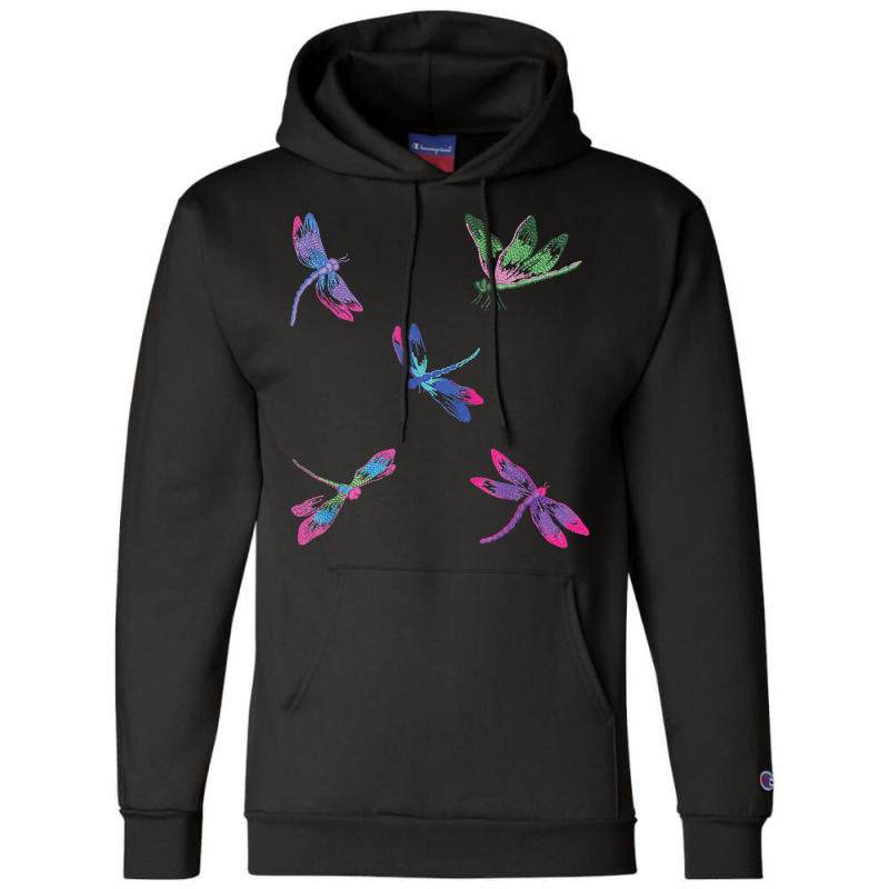 Dragonflies Machine Embroidery T Shirt Champion Hoodie | Artistshot