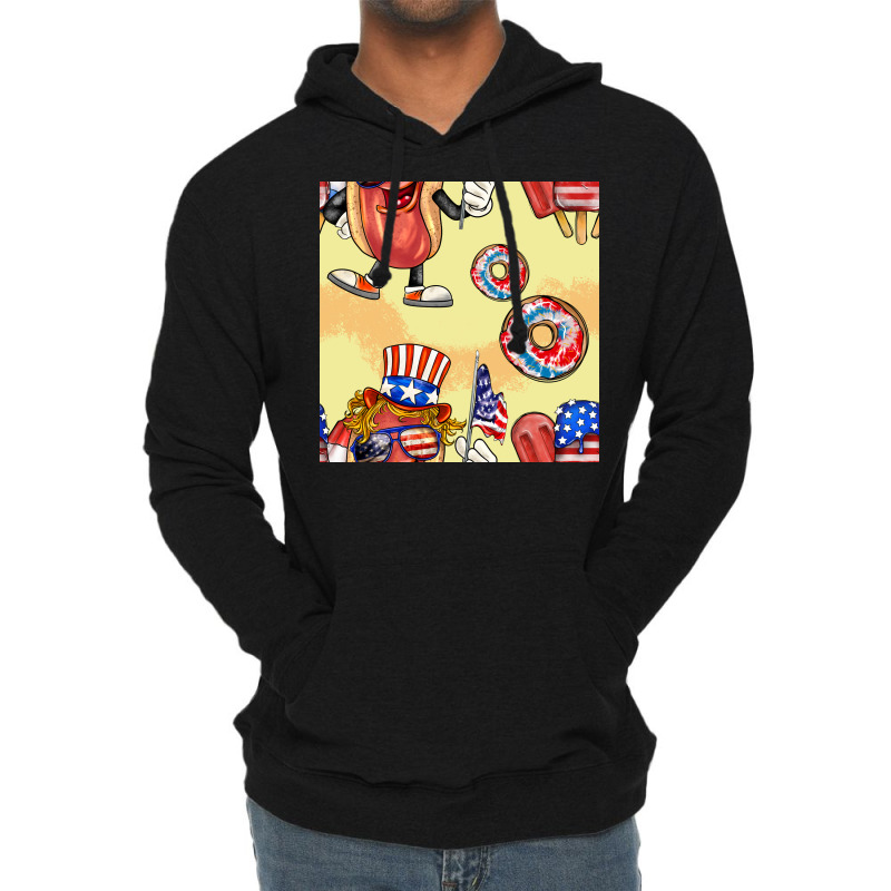 Patriotic Hotdog Ice Cream Donat Lightweight Hoodie by BundleAndBundleShop | Artistshot