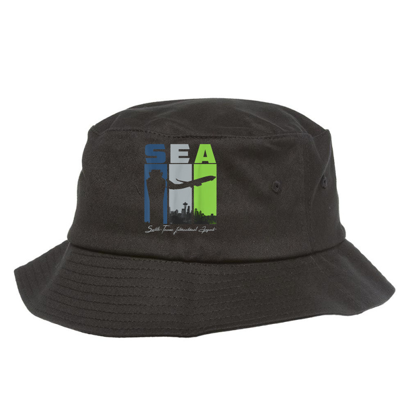 Sea Seattle Tacoma International Airport Seatac Retro Art T Shirt Bucket Hat by juleakuehneman | Artistshot