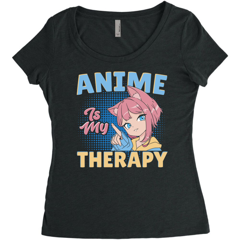 Anime Is My Therapy Women's Triblend Scoop T-shirt by AndreaVMShop | Artistshot