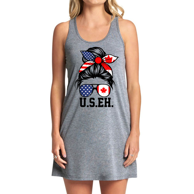 Messy Bun Useh American Canadian Canada Day Mom T Shirt Tank Dress by hutchisongruda | Artistshot