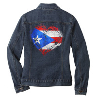 Puerto Rican Flag Vintage Puerto Rico Heart Valentines Day T Shirt Ladies Denim Jacket | Artistshot