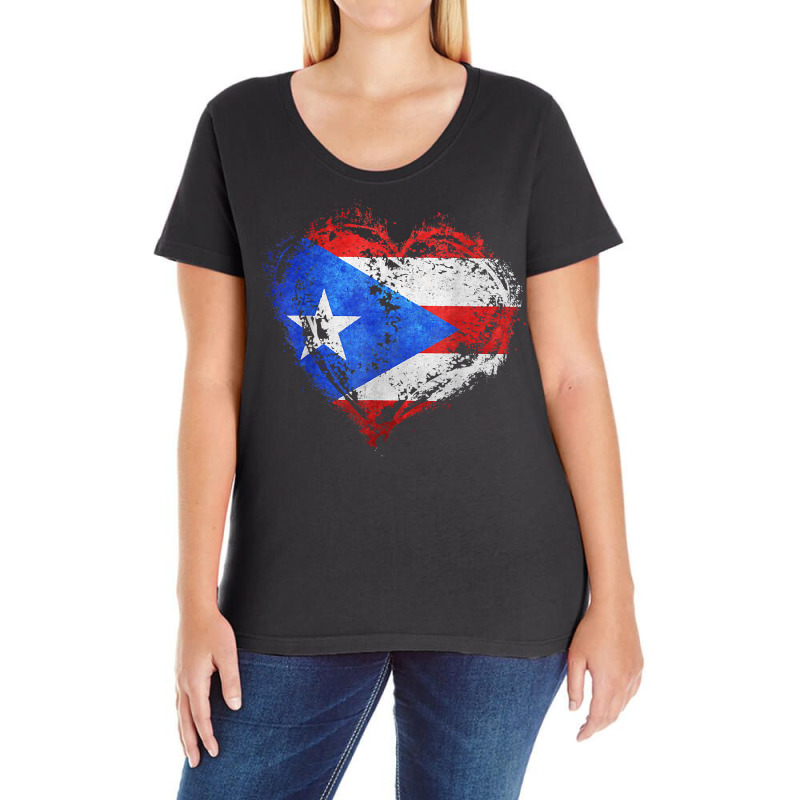 Puerto Rican Flag Vintage Puerto Rico Heart Valentines Day T Shirt Ladies Curvy T-shirt | Artistshot