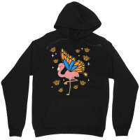 Flamingo Fantasy Butterfly Exotic Bird Animal Insect Pink Flamingo Unisex Hoodie | Artistshot