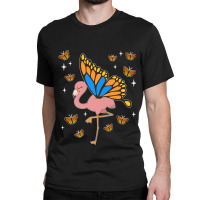 Flamingo Fantasy Butterfly Exotic Bird Animal Insect Pink Flamingo Classic T-shirt | Artistshot