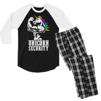 Unicorn Security Rainbow Muscle Manly Funny Christmas Gift T Shirt Men's 3/4 Sleeve Pajama Set | Artistshot