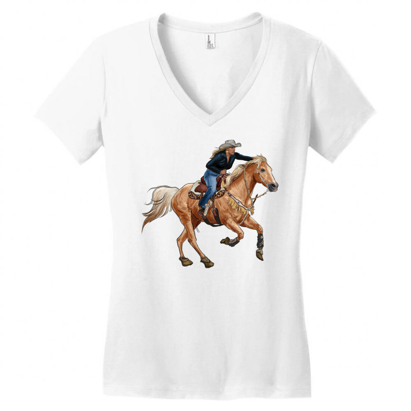 Horse Body With Cowgirl Women's V-Neck T-Shirt by RanaPortraitStore | Artistshot