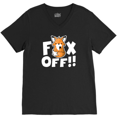 Fox Off V-neck Tee Designed By Ronz Art