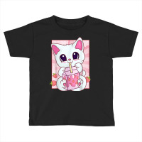 Strawberry Milkshake Cat For Women Girls, Kawaii Anime Neko T Shirt Toddler T-shirt | Artistshot