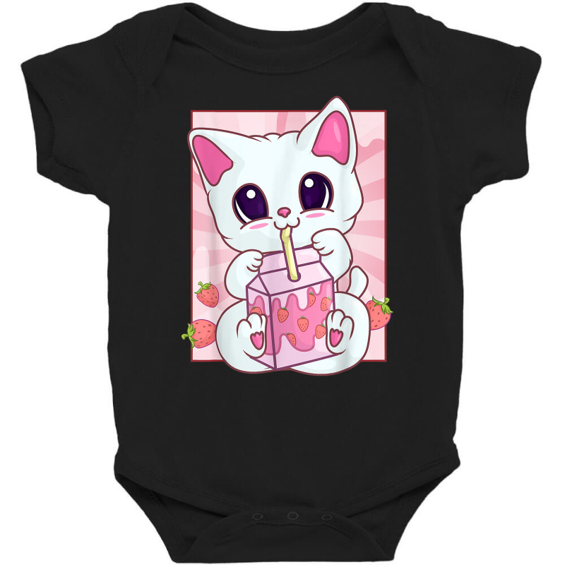 Strawberry Milkshake Cat For Women Girls, Kawaii Anime Neko T Shirt Baby Bodysuit by michealamifflin | Artistshot