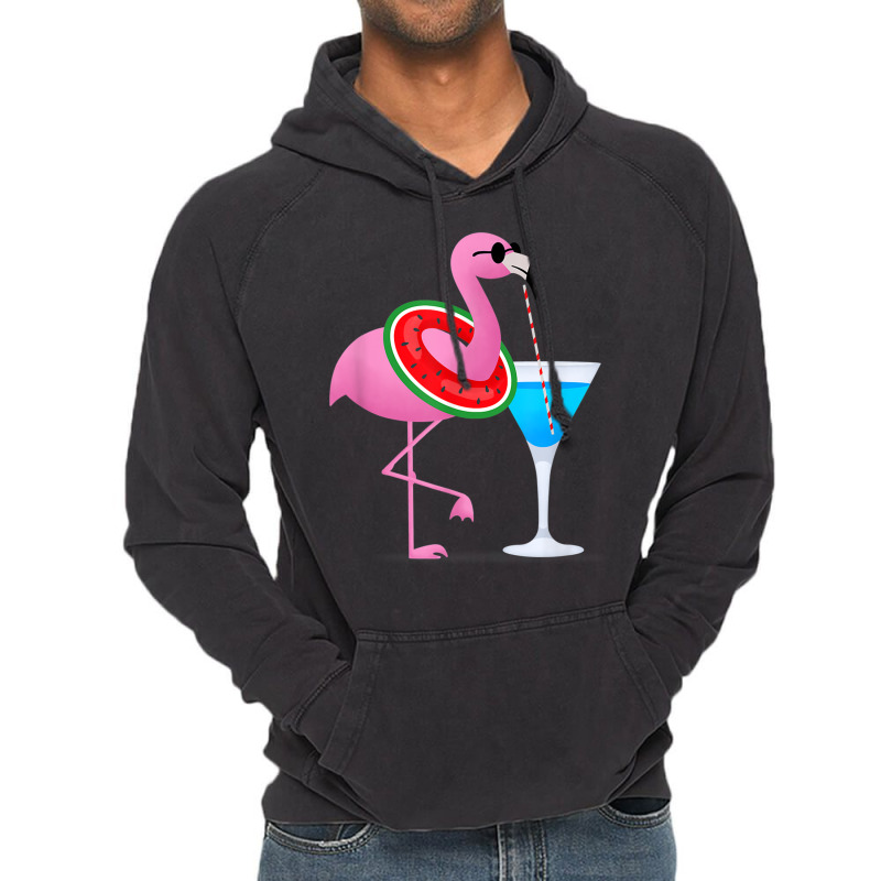 Flamingo Flamingo Drink Hello Summer Time Funny For Kids Vintage Hoodie by criticizematter | Artistshot