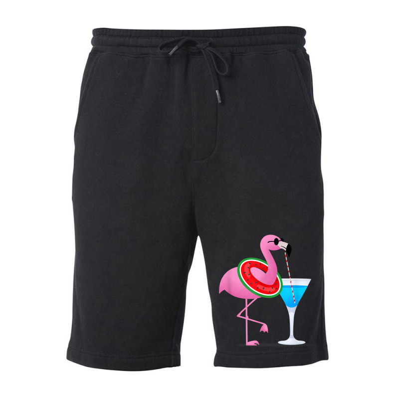 Flamingo Flamingo Drink Hello Summer Time Funny For Kids Fleece Short by criticizematter | Artistshot