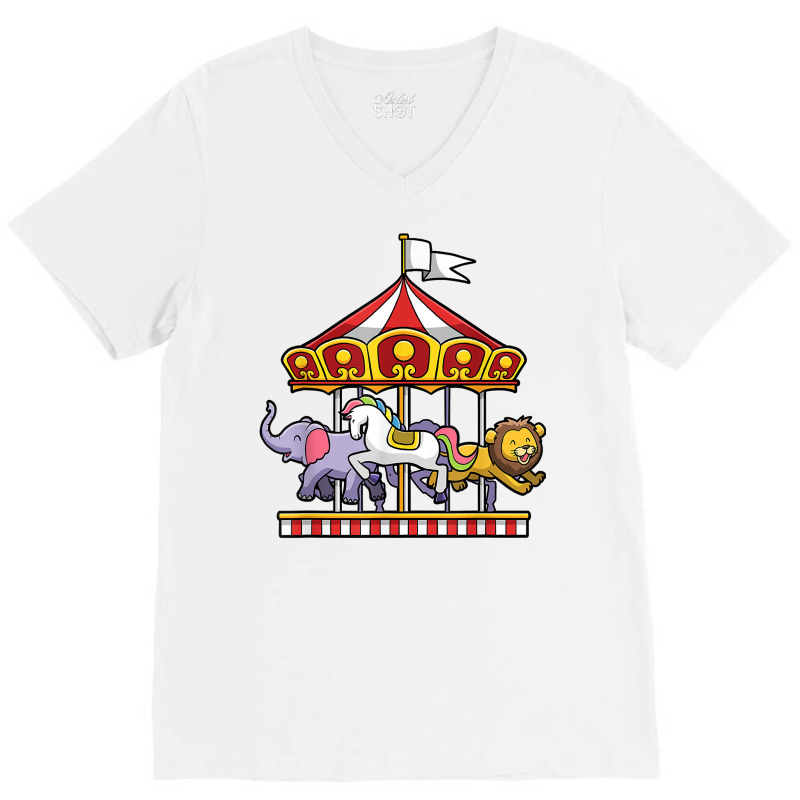 Horse Carousel Cute Carnival Ride Animals Circus T Shirt V-neck Tee | Artistshot