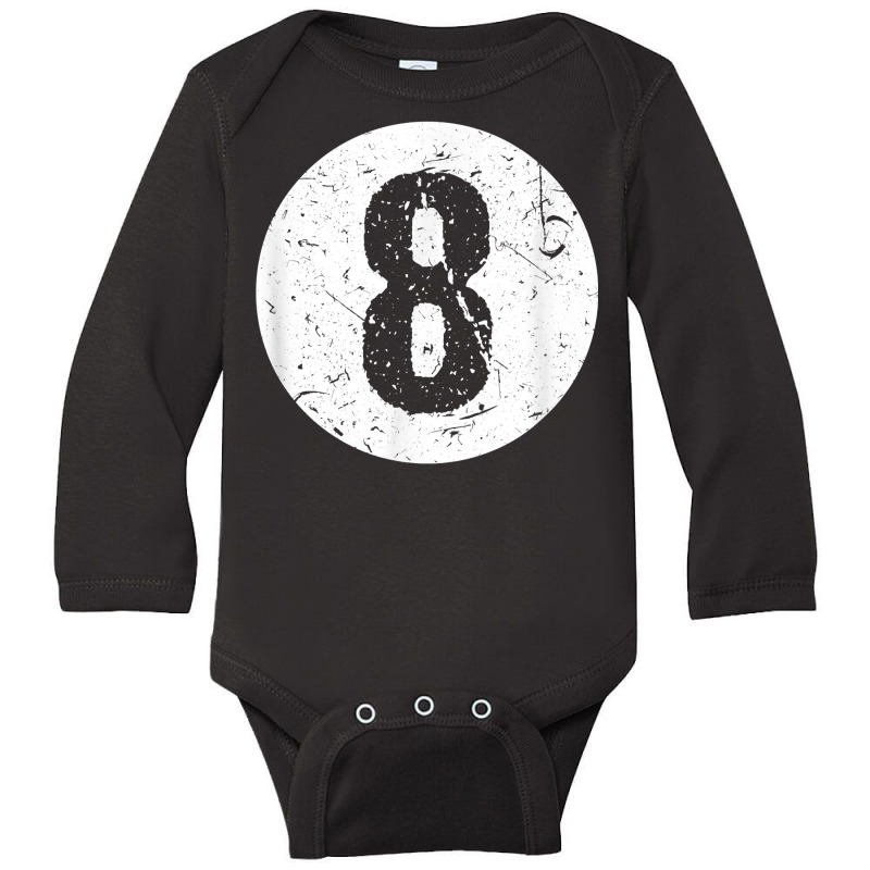 Vintage Faded 8 Ball Billiards Player Design T Shirt Long Sleeve Baby Bodysuit | Artistshot